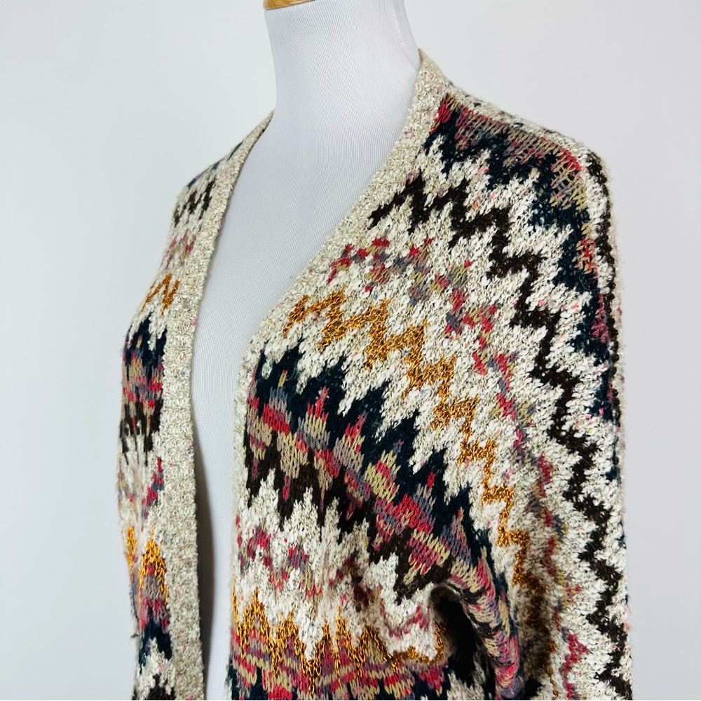 Soft Surroundings Striped Chevron Cardigan Sweater Size Medium - Picture 8 of 13